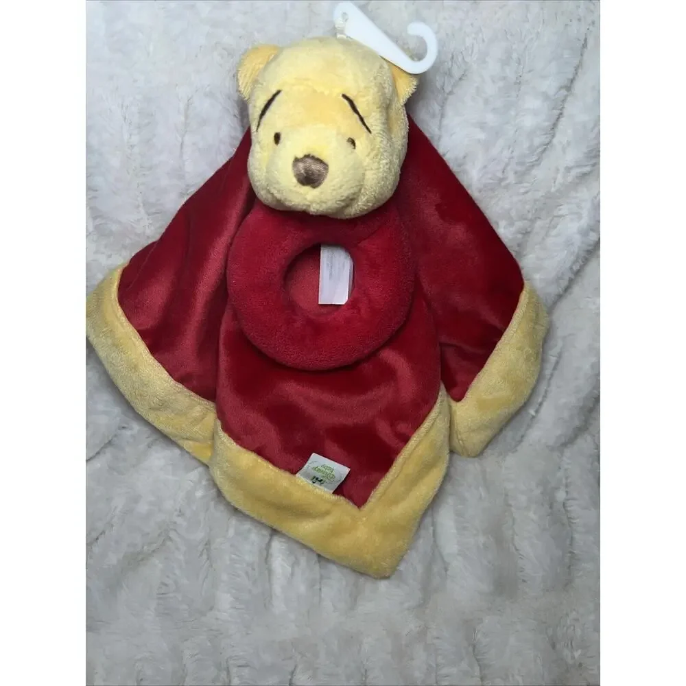 Disney Baby Winnie the‎ Pooh Red Plush w/Rattle Lovey Security Blanket